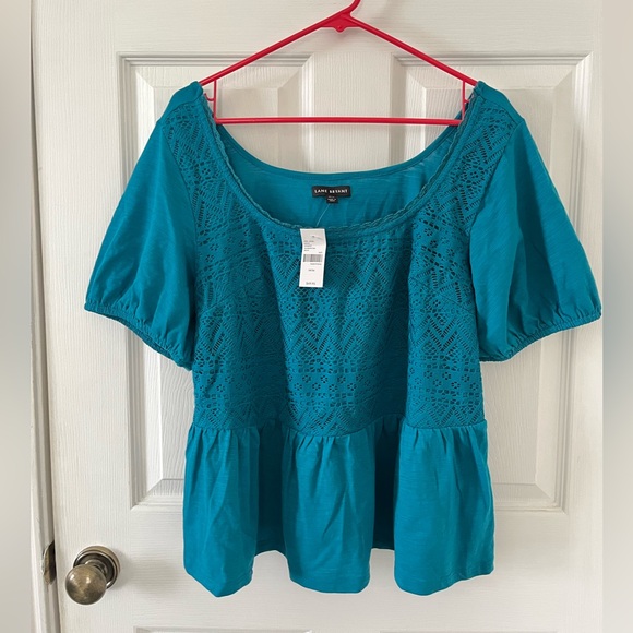 Lane Bryant Tops - Lane Bryant Turquoise Lace Blouse